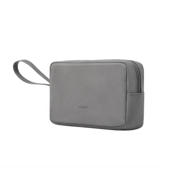 Baseus pouch with zipper for phone charger storage, gray, wrist strap
