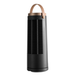 Levoit tower fan back/side view in black with gray body and carry handle