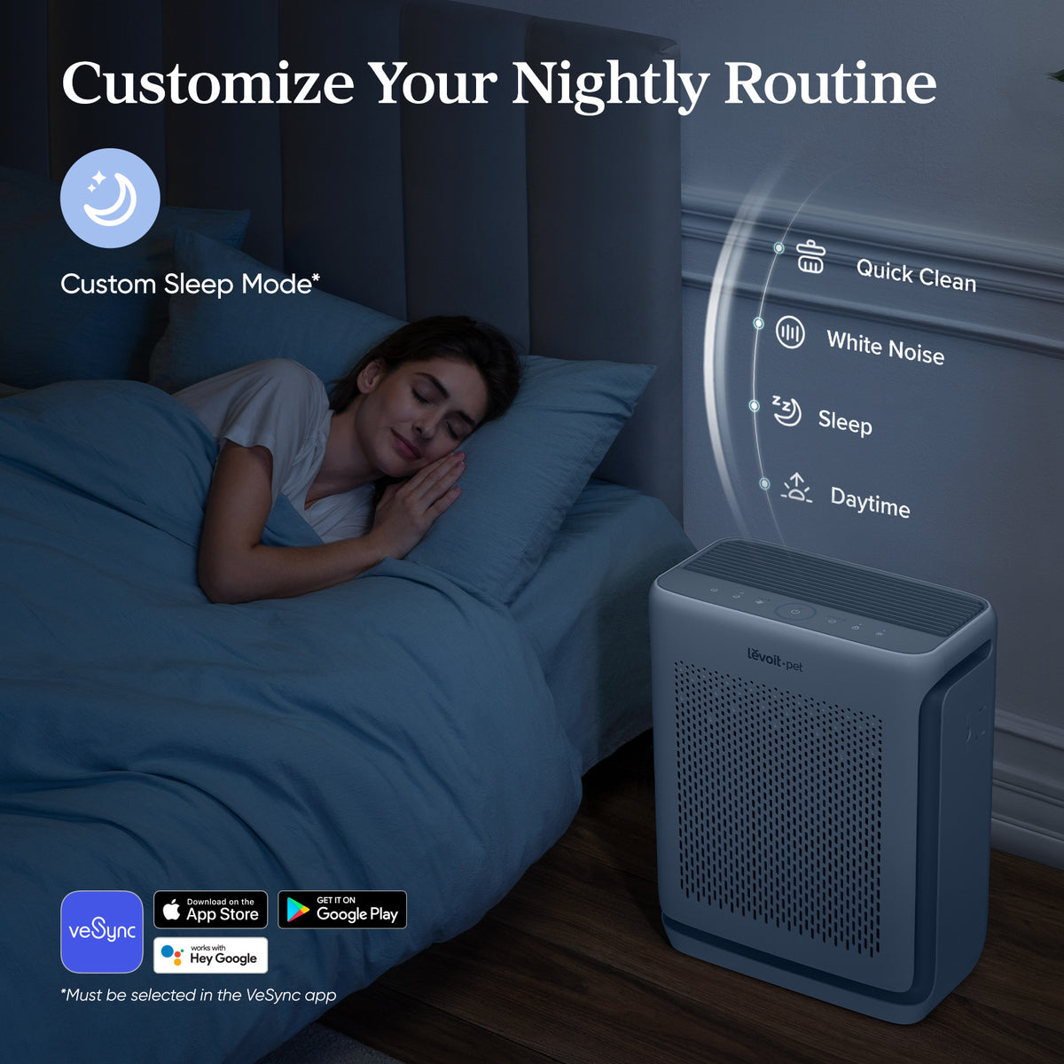 Gray smart air purifier with front vent grille and top handle