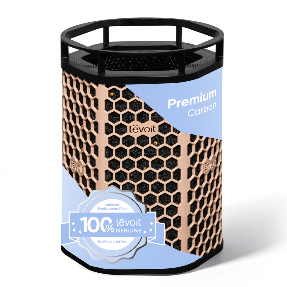 Levoit activated carbon replacement filter, cylindrical with honeycomb mesh and black frame