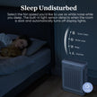 White air purifier for quiet sleep mode with display dimming indicators