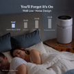 White Levoit air purifier with low-noise design markers and top control panel