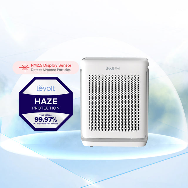 Levoit Vital air purifier with front vent and Haze Protection display, white