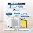 Levoit starter pet bundle with two white air purifiers and included filter cartridges
