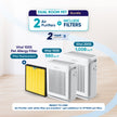 Levoit dual room pet bundle with two white air purifiers and one replacement filter