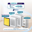 Pet air purifier bundle with smart pet feeder, 2 white purifiers and filters