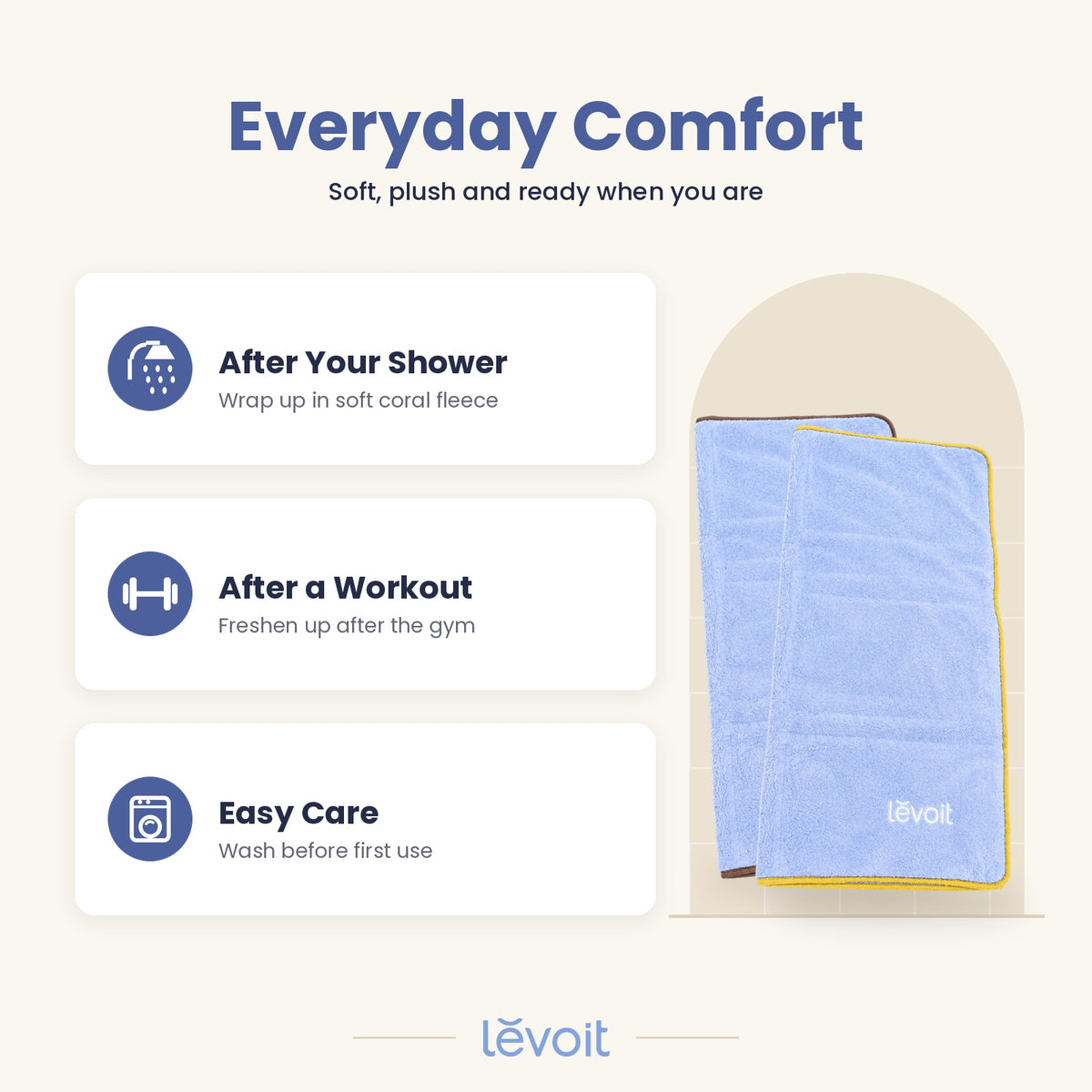 [Not for Sale] Levoit Microfiber Coral Fleece Bath Towel 70x140cm