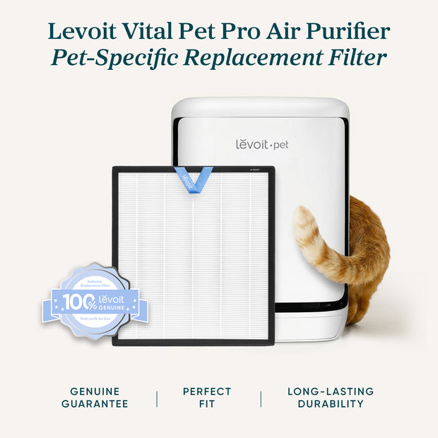 Levoit Vital Pet Pro pet-specific replacement air purifier filter, white pleated media