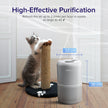 Levoit Core P350 pet air purifier with top air vent near a kitten scratching mat