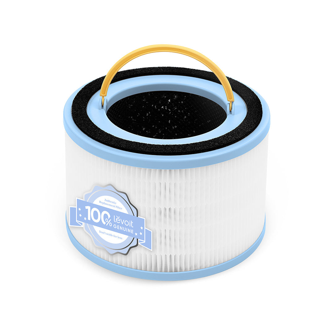 Replacement filter cartridge with black foam insert and white pleated filter, yellow handle