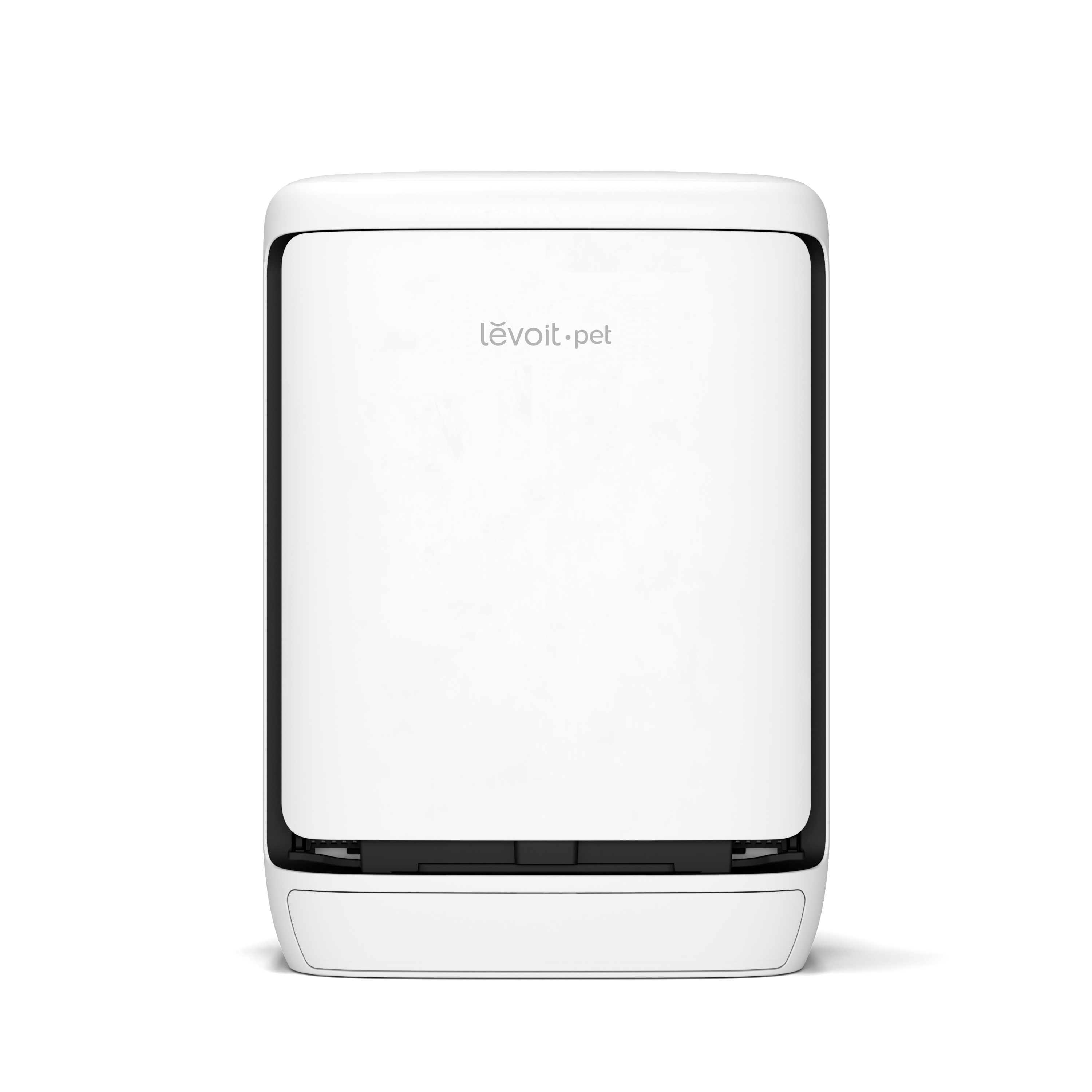 Levoit pet smart air purifier, white front view with black air intake strip