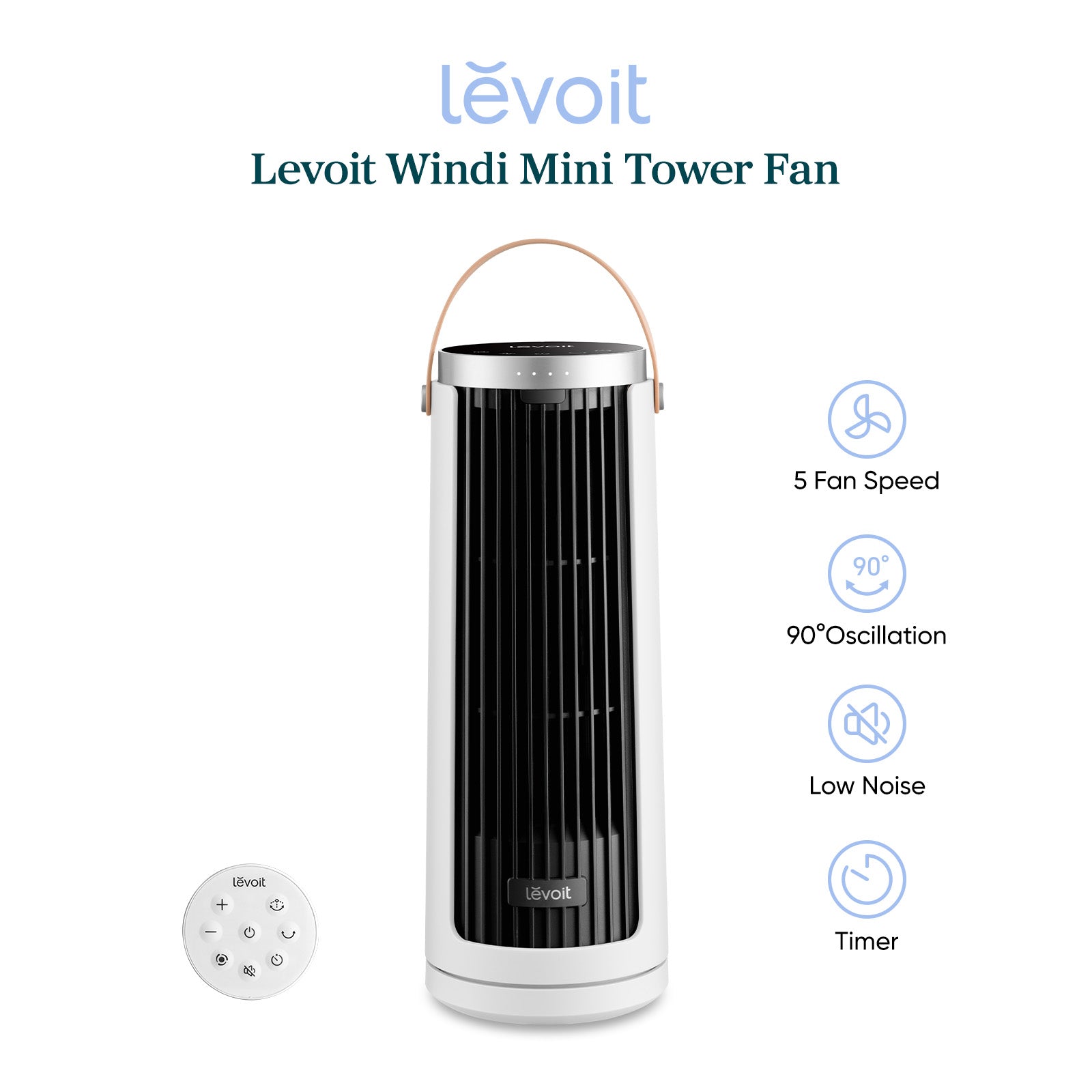 Levoit Windi Mini Tower Fan Corded with Adapter