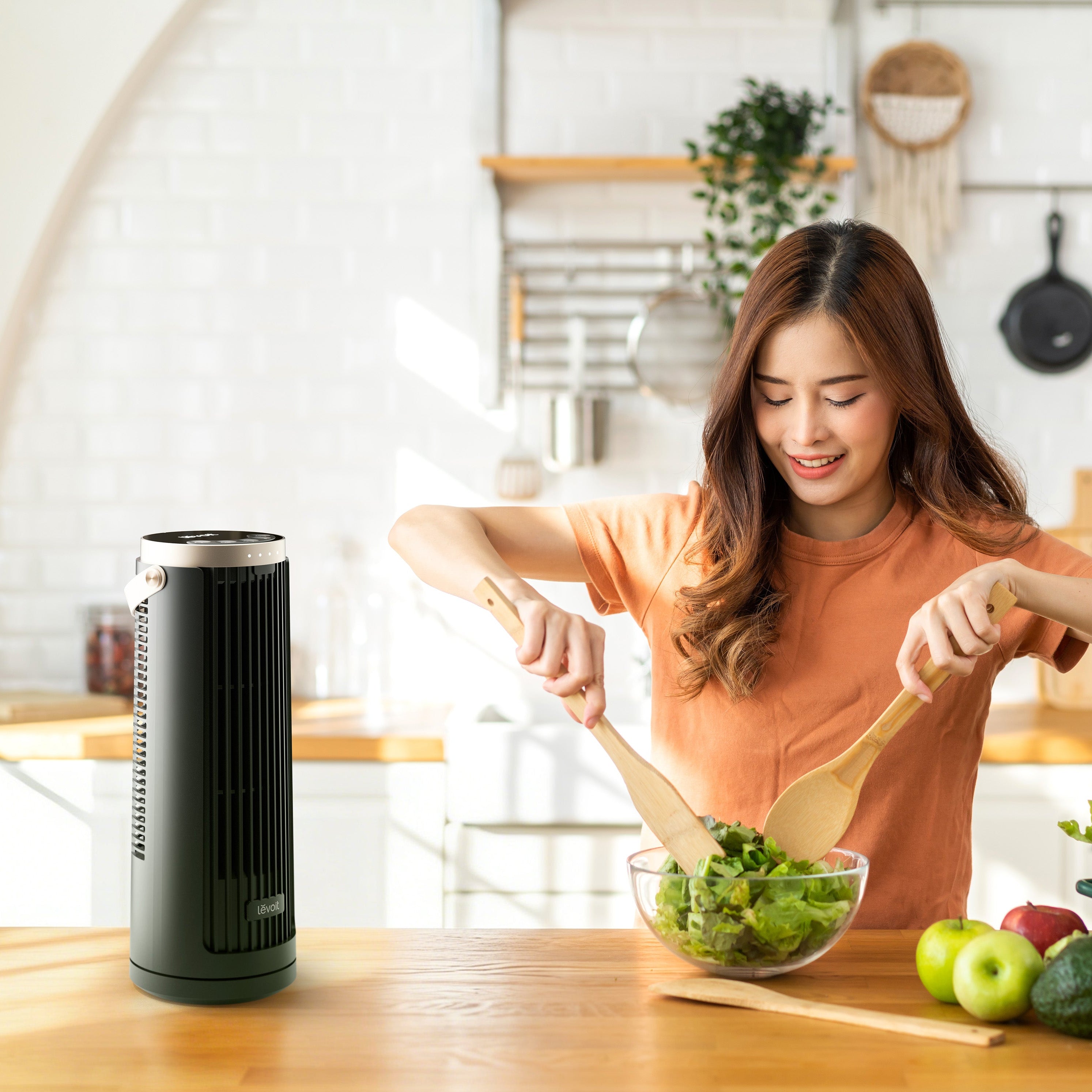 Levoit tower fan with top handle and front grille